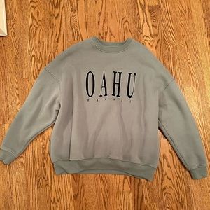 Greenish gray embroidered Oahu oversized crewneck. Size M. Never worn
